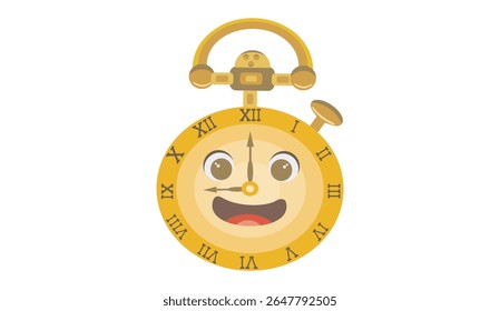 Ilustración vectorial de una esfera de reloj con una expresión feliz