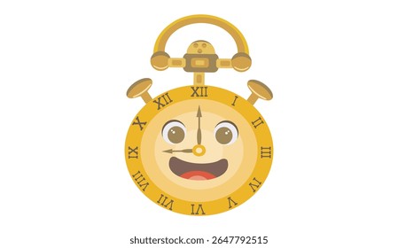 Ilustración vectorial de una esfera de reloj con una expresión feliz