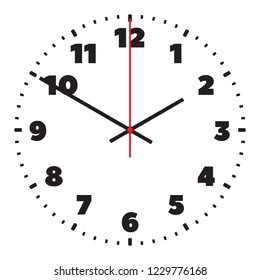 Vector illustration of clock face on white background