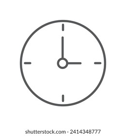 Vector illustration. Clock flat icon. Gray icon on isolated on white background. Perfect for your creative idea.