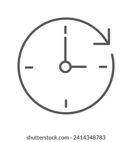 Vector illustration. Clock flat icon. Gray icon on isolated on white background. Perfect for your creative idea.