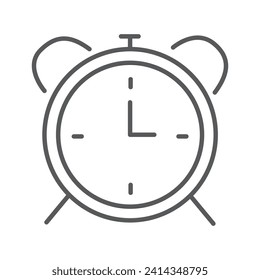 Vector illustration. Clock flat icon. Gray icon on isolated on white background. Perfect for your creative idea.