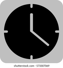 Ilustración vectorial del reloj en el icono de estilo plano en negro
