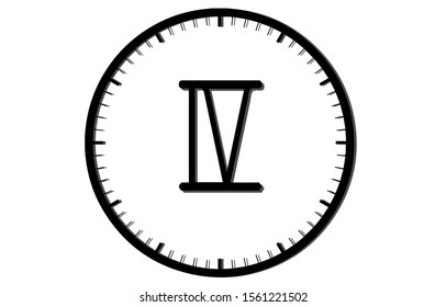 Vector illustration. The clock has 4 Roman numerals in the middle of the house.
