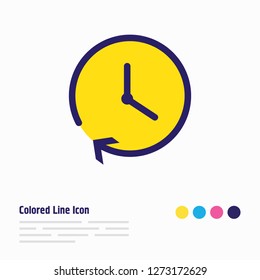 Vector illustration of clock icon colored line. Beautiful celebrate element also can be used as time icon element.