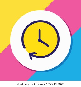Vector illustration of clock icon colored line. Beautiful party element also can be used as time icon element.