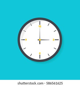 Vector illustration of clock on a blue background