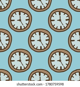Vector illustration of clock on sweet pastel blue background