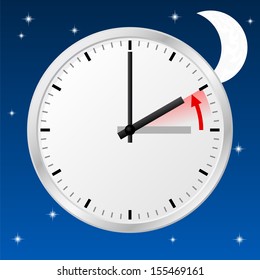 vector illustration of a clock return to standard time