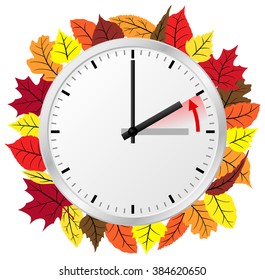 vector illustration of a clock return to standard time
daylight saving time ends