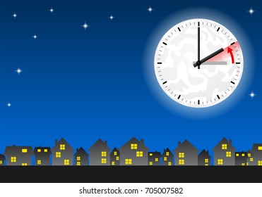 vector illustration of a clock return to standard time