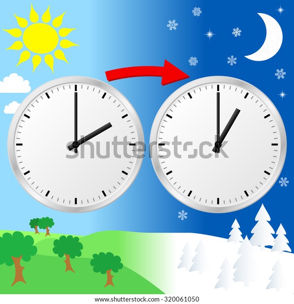 Vector Illustration Clock Return Standard Time Stock Vector (Royalty ...