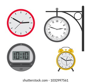 Vector illustration. Clock Set. Flat design.