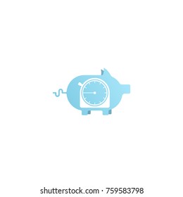 Vector illustration of a clock in the shape of a pig