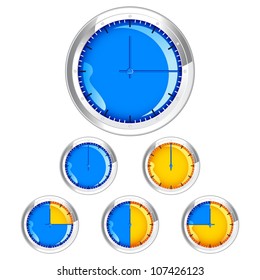 vector illustration of clock showing different time