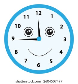 Vector illustration clock showing eleven forty five time