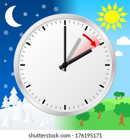 vector illustration of a clock switch to summer time 