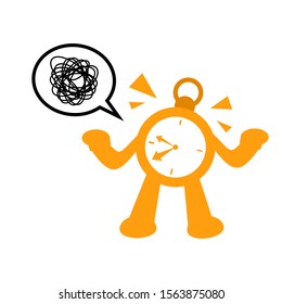 vector illustration clock time and abstract stress chat bubble flat design cartoon style