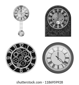 Vector illustration of clock and time logo. Collection of clock and circle stock vector illustration.