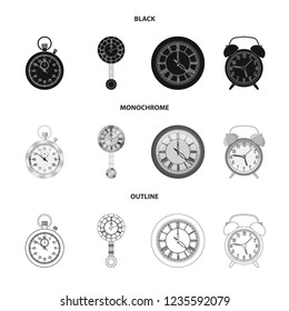 Vector illustration of clock and time logo. Set of clock and circle stock vector illustration.