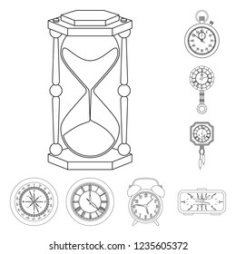 Vector illustration of clock and time logo. Collection of clock and circle vector icon for stock.