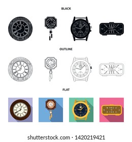 Vector illustration of clock and time logo. Set of clock and circle stock vector illustration.