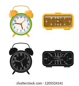 Vector illustration of clock and time sign. Set of clock and circle stock vector illustration.