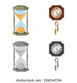 Vector illustration of clock and time sign. Set of clock and circle stock vector illustration.