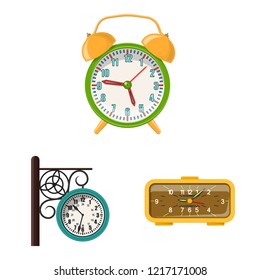 Vector illustration of clock and time symbol. Set of clock and circle stock symbol for web.