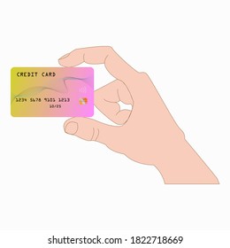 Ilustración vectorial de la tarjeta de crédito multicolor de cierre, aislada en blanco.