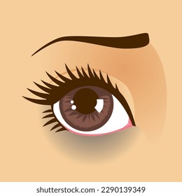 Vector illustration close up of woman suffering from dark circles beneath the eye