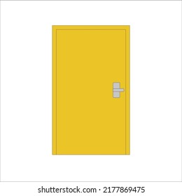 Vector illustration close yellow door isolated on white background