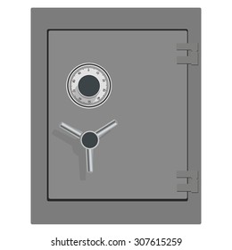 Vector illustration of closed bank safe. Money safe icon. Steel safe. Security concept with metal safe icon