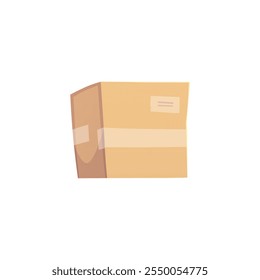 Ilustración vectorial de una caja de cartón cerrada en estilo de dibujos animados. Caja para almacenar cosas, entrega, transporte. Icono en un fondo blanco aislado. Elemento para diseño temático.