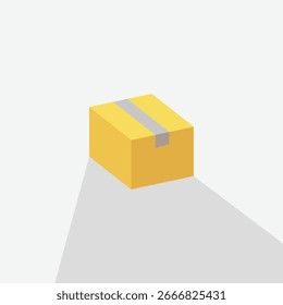 Vector illustration of a closed cardboard box. A simple flat design with long shadow perfect for delivery, shipping, and packaging concepts. Minimalist graphic