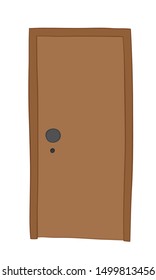 Vector illustration closed door. Hand drawn. Colored outlines.