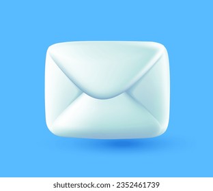 Vector illustration of closed envelope with shadow on blue background. 3d style design of white color envelope, business email or letter for web, site, banner, poster