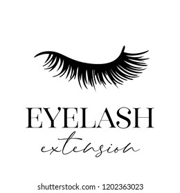 Vector illustration of closed eye with long eyelashes isolated on white.