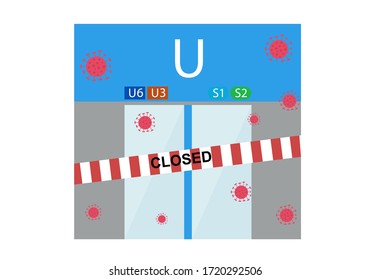 Vektorgrafik einer geschlossenen U-Bahn aufgrund einer Virusepidemie oder einer Pandemie.