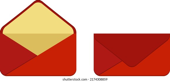 Vector Illustration of Closed and Open Envelope Icon Isolated on White Background.