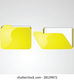 Vector illustration of a closed and an open yellow folder
