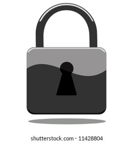 vector illustration of a closed padlock icon with shadow
