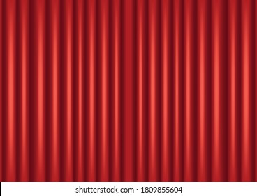Ilustración vectorial de cortina roja cerrada, teatro, diseño de plantillas de rendimiento