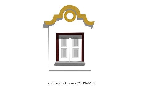 Vector illustration of closed window. Architecture and interior design. Isolated white background