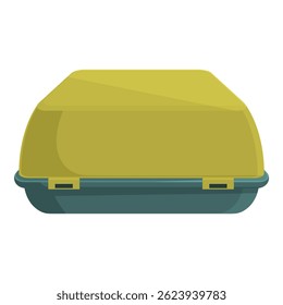Ilustración vectorial de un contenedor de plástico amarillo y verde cerrado sobre un fondo blanco