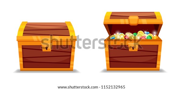 Vector illustration of closet and open\
treasure chest.EPS10