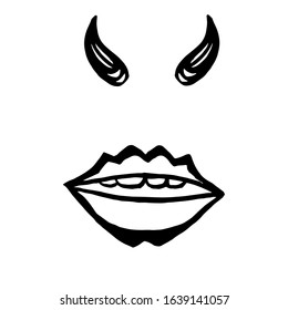 Vector illustration. Close-up abstract drawing of devil lips.