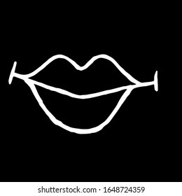 
Vector illustration. Closeup of abstract human lips on an isolated black background. Cover design, clothing print.