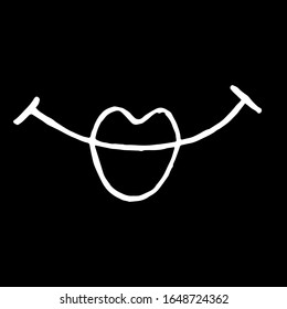 
Vector illustration. Closeup of abstract human lips on an isolated black background. Cover design, clothing print.