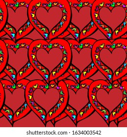 Vector illustration. Close-up of abstract multicolored hearts. Design for greeting card, cover, wallpaper.